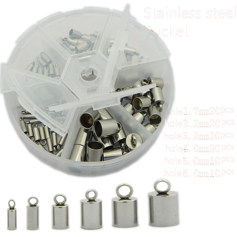 

Bucket for Jewelry Making Diy Bracelet Stainless Steel Big Hole Accessories for The End of The Rope 1.7-6mm Set Wholesale Lots