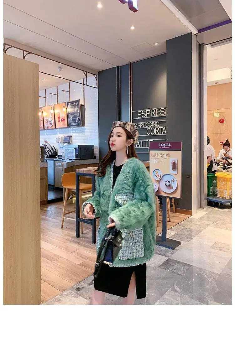 Heydress, винтажное осеннее меховое пальто для женщин, зимнее пальто, одежда для офисных леди, корейские овечьи овцы, меховые Топы