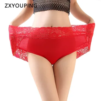 

Modal Panties Women Sexy High Waist Lace Underwear M-3XL Plus Size Lingerie Soft Breathable Seamless Briefs Hollow Out 2020 New