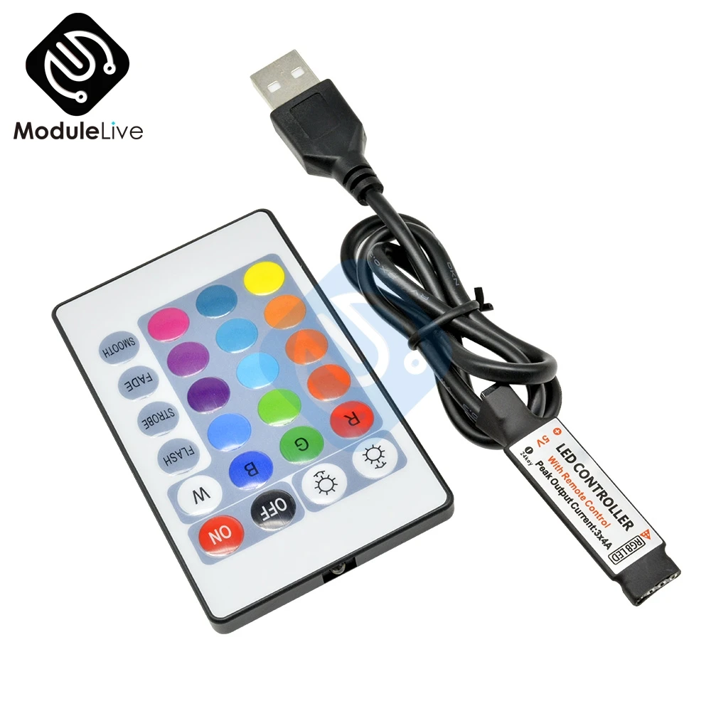 DC 5V 12V RGB контроллер USB ИК RF Wi-Fi и дистанционным управлением Беспроводной USB Светодиодные ленты света 3/17/24 клавиши для RGB SMD 3528 5050 Светодиодные ленты инструменты