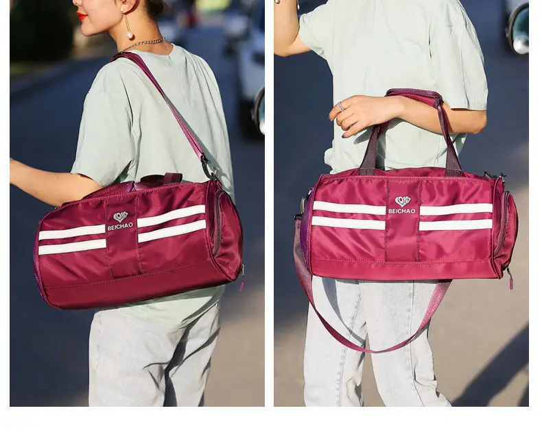 Женская модная нейлоновая дорожная сумка, Женская Повседневная Сумка-тоут, сумки для путешествий, сумка для переноски багажа, полосатая дорожная сумка для девушек