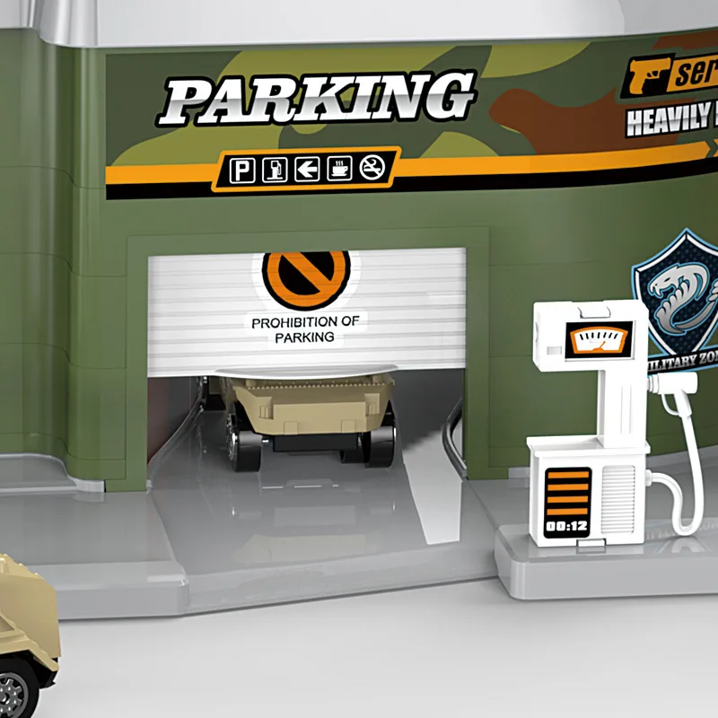 

Penglebao Military Armour Corps Airport Car Building Large Children Parking Lot Toy Railway