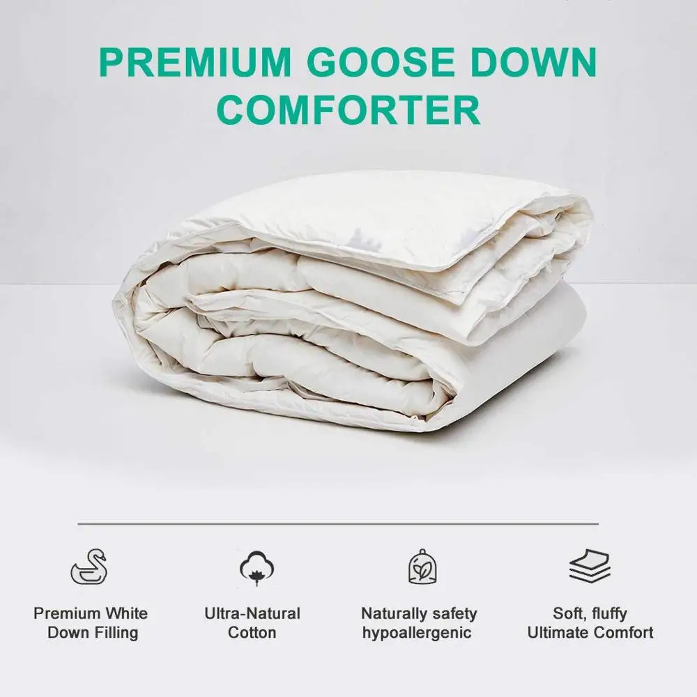 Роскошный всесезонный гусиный пух, комфортная полноразмерная одеяло со вставкой натуральный хлопок гипоаллергенный Средний теплый белый