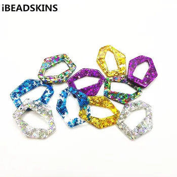 

New arrival! 41x35mm100pcs/lot acrylic Cone-shape Built-in sequins charms for earring/Jewelry DIY making#LCDKCS1510-07