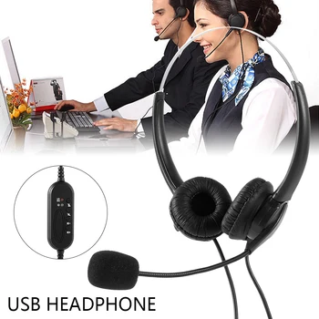 

USB Wired Headphones Headset with Microphone Noise Cancelling Computer PC Lightweight Headset for PC /Laptop/Mac/ School/Kids