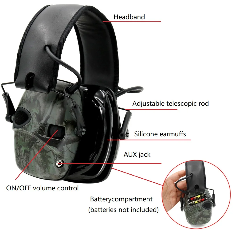 

Electronic shooting headset silicone earmuffs maple leaf camouflage outdoor hunting headphones tactical noise reduction headset