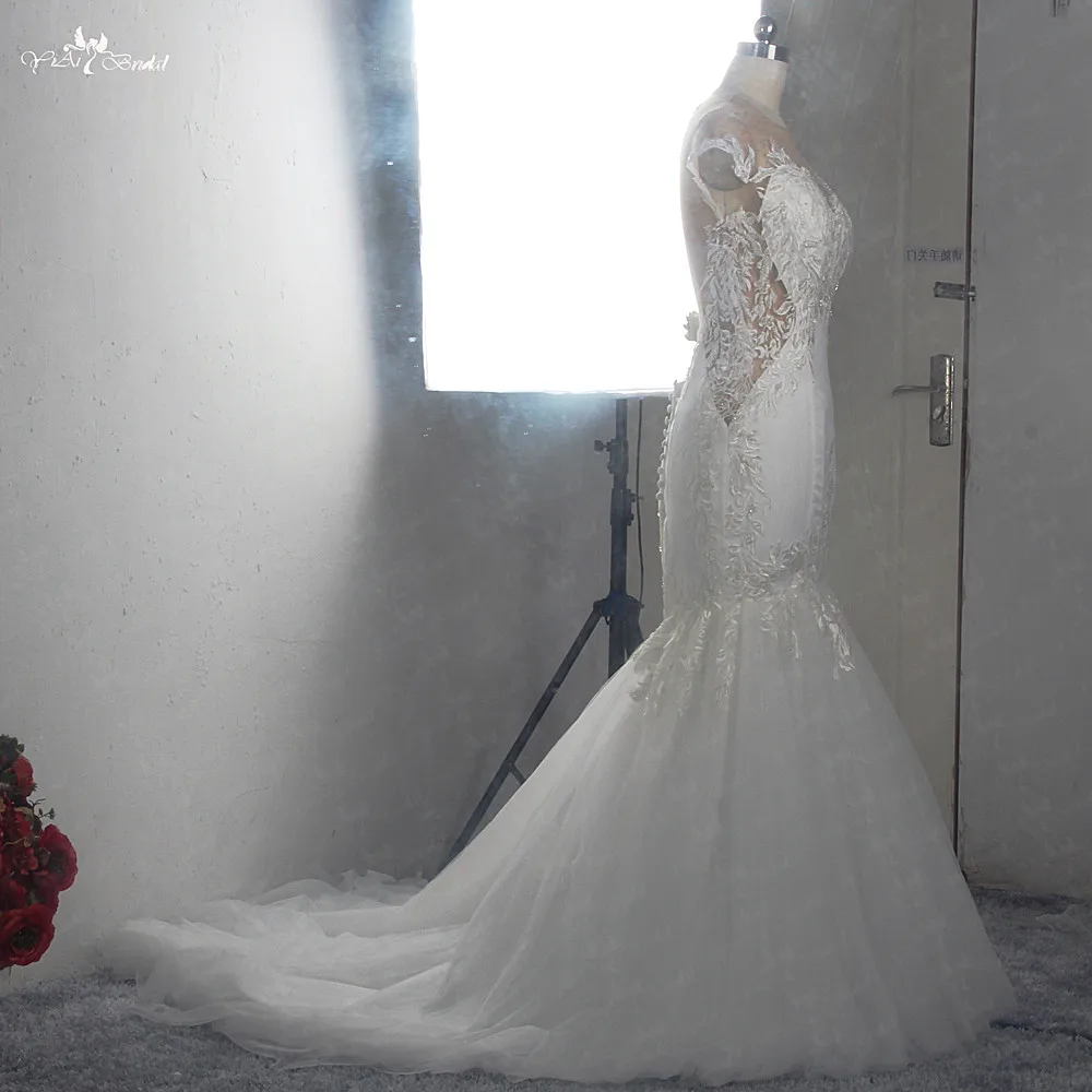 RSW1551 Новая африканская с аппликацией бисером и рукавами-крылышками Abito Da Sposa русалка сексуальная прозрачная открытая спина Abiti Da Sposa Vestido De Novia