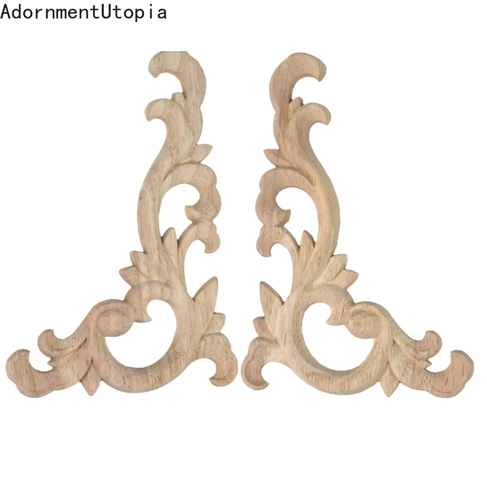 Unpainted Modern Retro Wood Applique Wood Decal Onlay Wood Craft Leaves