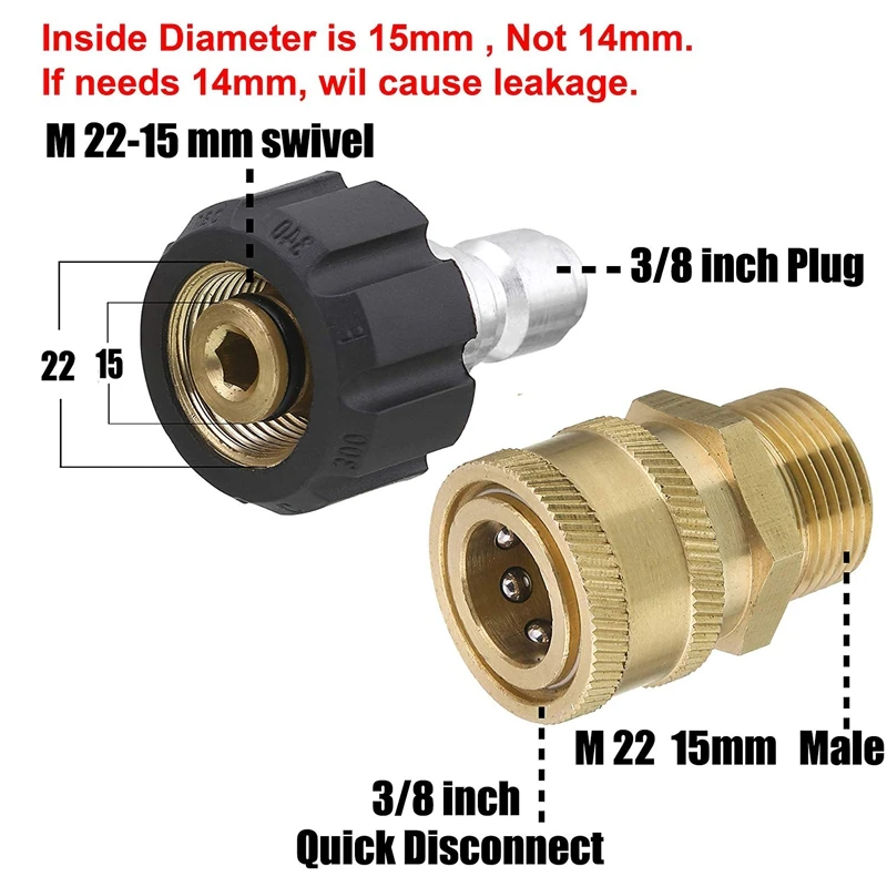 Buy Pressure Washer Adapter Set, Quick Connect Kit, Metric M22 15Mm