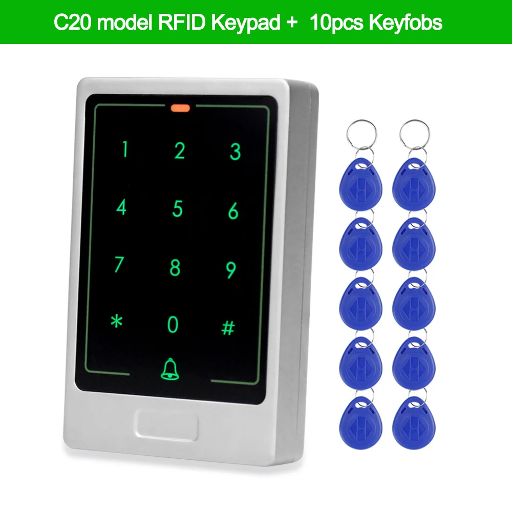 Электронная клавиатура контроля доступа, Водонепроницаемая IP65 металлическая RFID система контроля доступа к двери, контрольная система, Weigand 26/34 3000, карты пользователей - Цвет: C20 Keypad with Keys