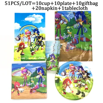 

Sonic The Hedgehog Birthday Party Gift Bags Loot Bags For Kids School Party Plates Cup Baby Shower Sonic Party Tablecloth Decor