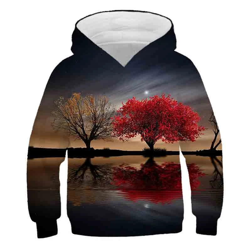 what is a youth hoodie Winter/Autumn Warm Beautiful Landscape Clothing For Little Girls Flowers Print Hoodie Children Pullover For Boys Sweatshirt baby hooded shirt