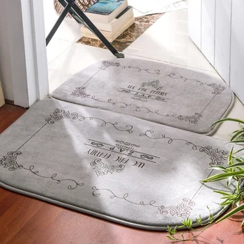 

2 Piece Set Bath Mats Coral Velvet Memory Foam Slow Rebound Bathroom Rug Water Absorbing Floor Mat Non Slip Door Mat