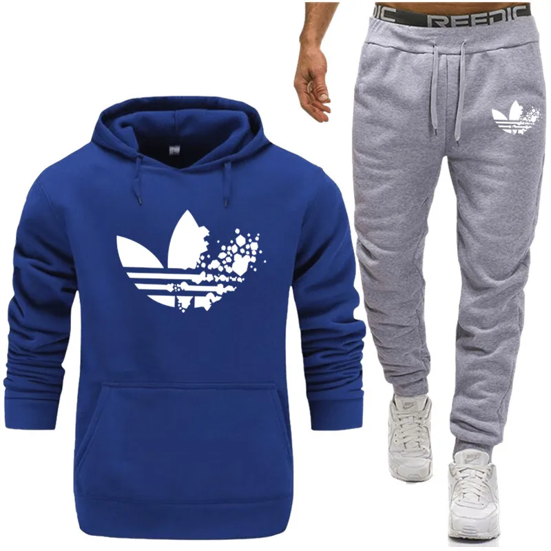 Толстовки толстовка и брюки костюм MaleTops+ низ спортивные костюмы мужские зима осень Фитнес костюмы для бега комплект теплый спортивный костюм для бега - Цвет: Photo Color 5