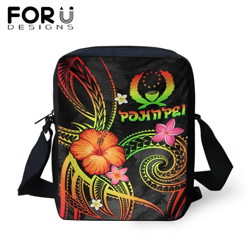FORUDESIGNS-Mini bolso cruzado informal para mujer, Pohnpei, polinesiano, Samoan, hibisco estampado, bandolera para teléfono