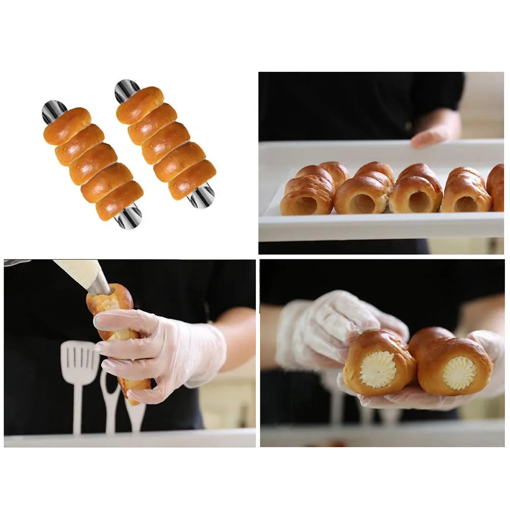 20PCS Cannoli Tubes 5 inch Large Stainless Steel Non-stick cream horn Danish Pastry Molds for Croissant Shell Cream Roll Forms