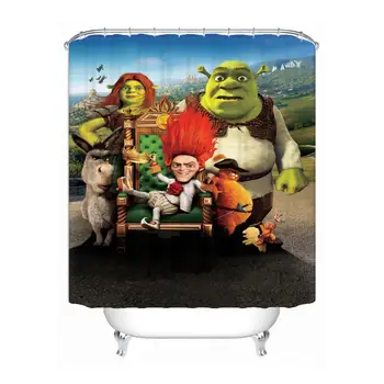

U412-56 Custom Home Decor Shrek Forever After cartoon Fabric Modern Shower Curtain European Style bathroom Waterproof@180418-56