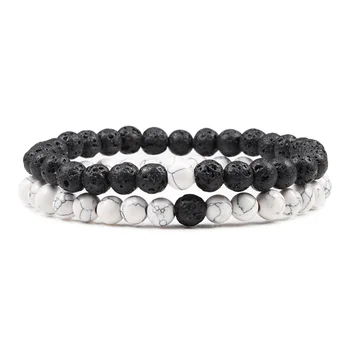 

Hot 2pcs/set 7 Style Couples Distance Bracelet Classic Natural Stone White And Black Yin Yang Yoga Beaded Bracelet for Men Women