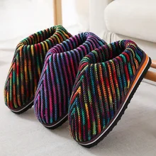 

Ousefu High quality Slippers for home Tie dye ethnic Winter Fluffy Slippers Women Thick bottom Striped hand made shoes woman