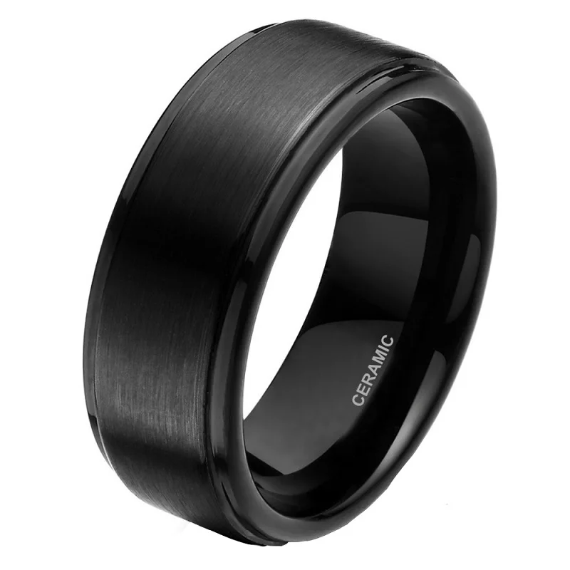 Kolmnsta 6mm 8mm Black Ceramic Ring Men Wedding Band Engagement Rings Male Jewelry Bague Ceramique Maleanel Masculino Rings 2