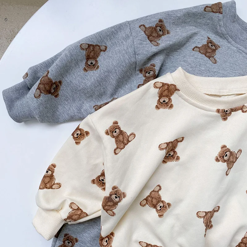 Kids Bear Hoodie Sweatshirts And Pants Set