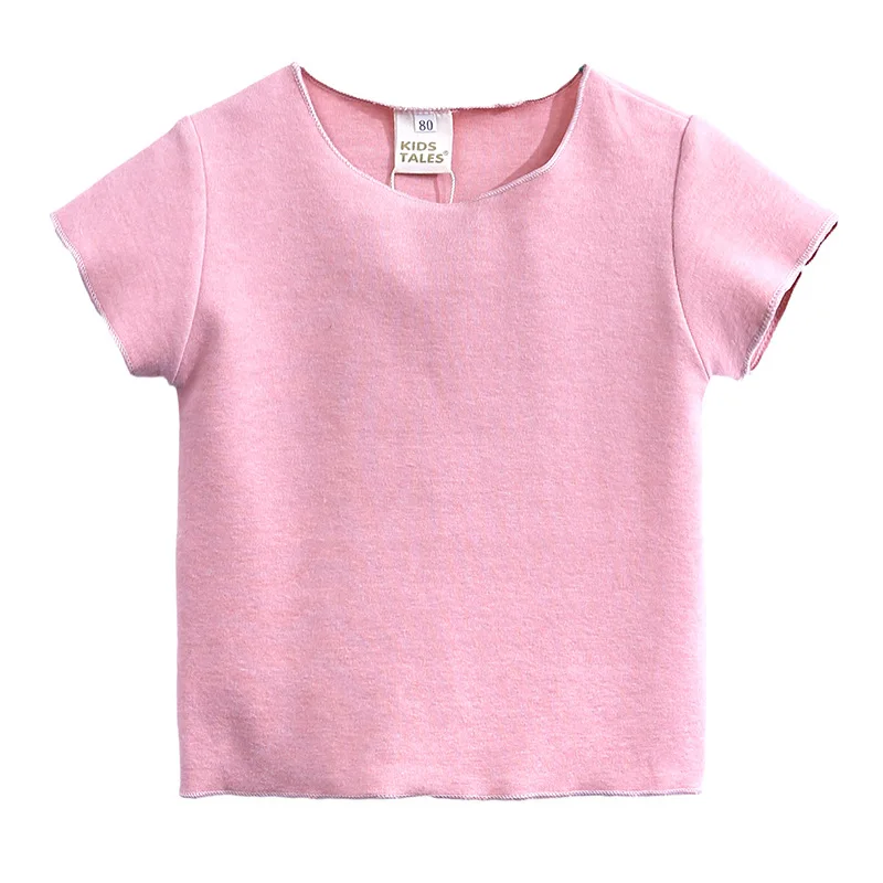 Girl T Shirt Summer Shortsleeve Solid Color Baby Girl's Tshirt Cotton Ins Children's Clothing