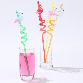 

Cartoon Flamingo Animal Shape Hard Straw 4 Sticks Festive Party Birthday Decoration Disposable Tableware Festive Party Supplies