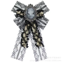 Европейский женский галстук-бабочка для свадебной вечеринки; элегантный галстук-бабочка с бантом для девочек; многофункциональная одежда с круглым вырезом; кружевные галстуки-бабочки; модные аксессуары для рубашек