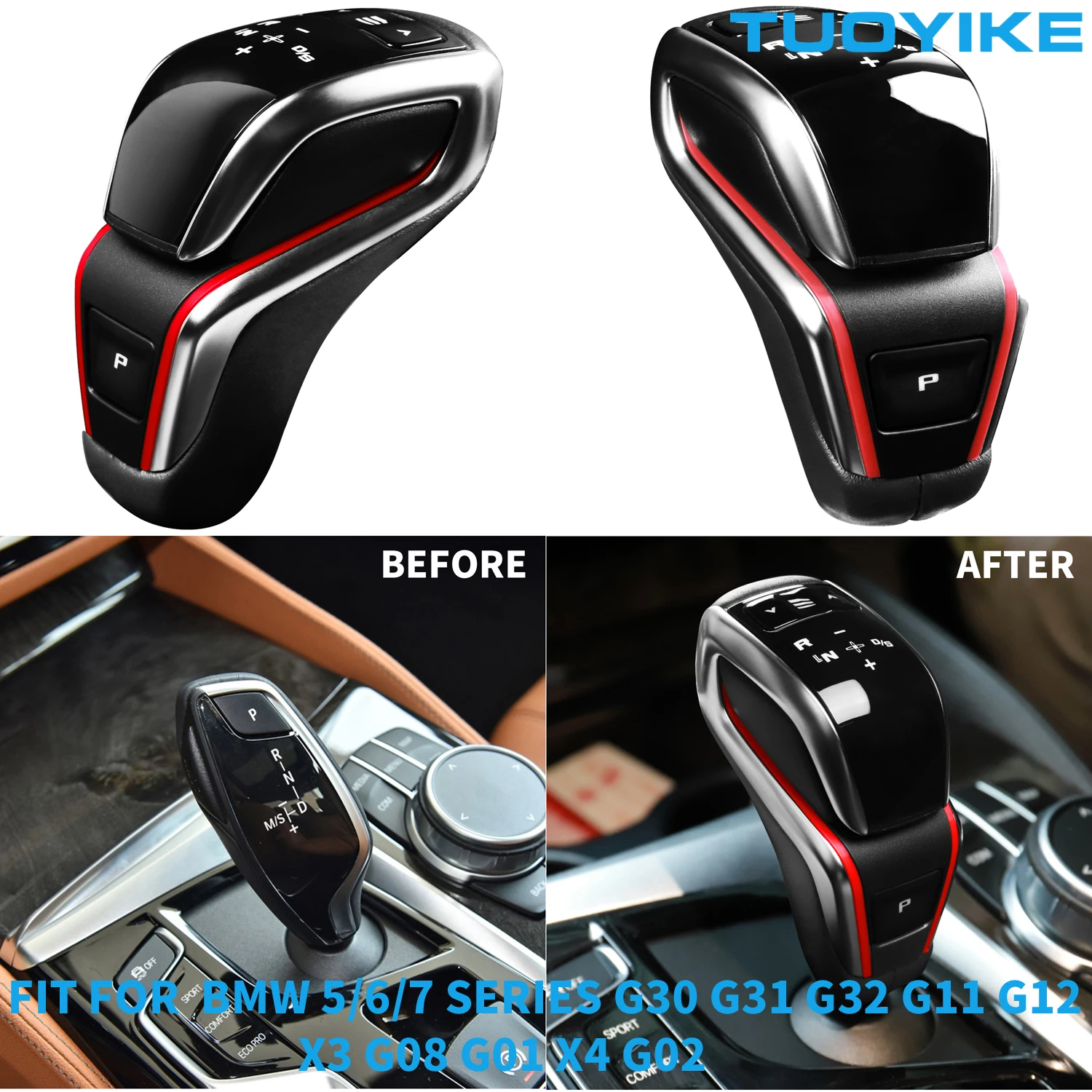 LHD RHD Car Gear Shift Knob Lever Modified M5 Sport Style For BMW 5/6/7