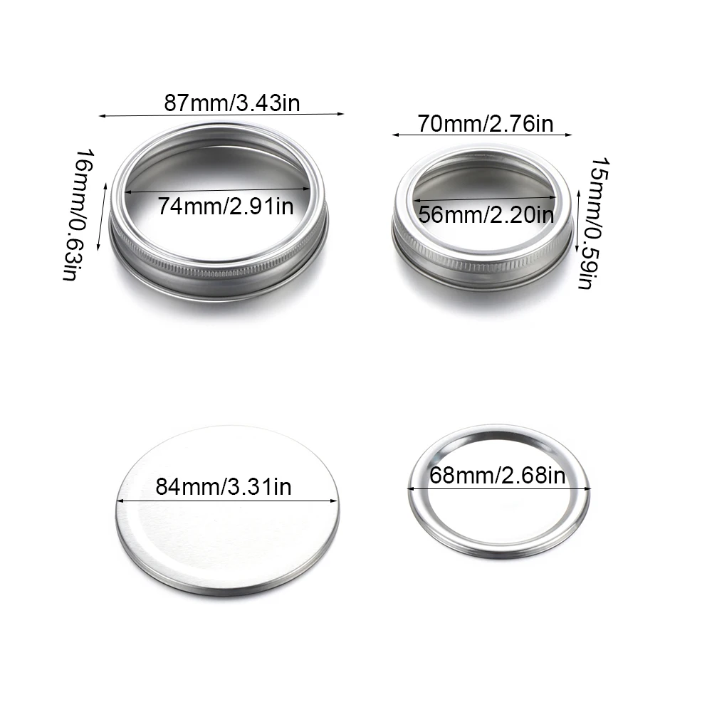 Canning Lids Leak-Proof Wide Mouth Mason Jar Lids Tinplate Jar Caps Home Kitchen Food Storage Accessories 10Pcs/Pack