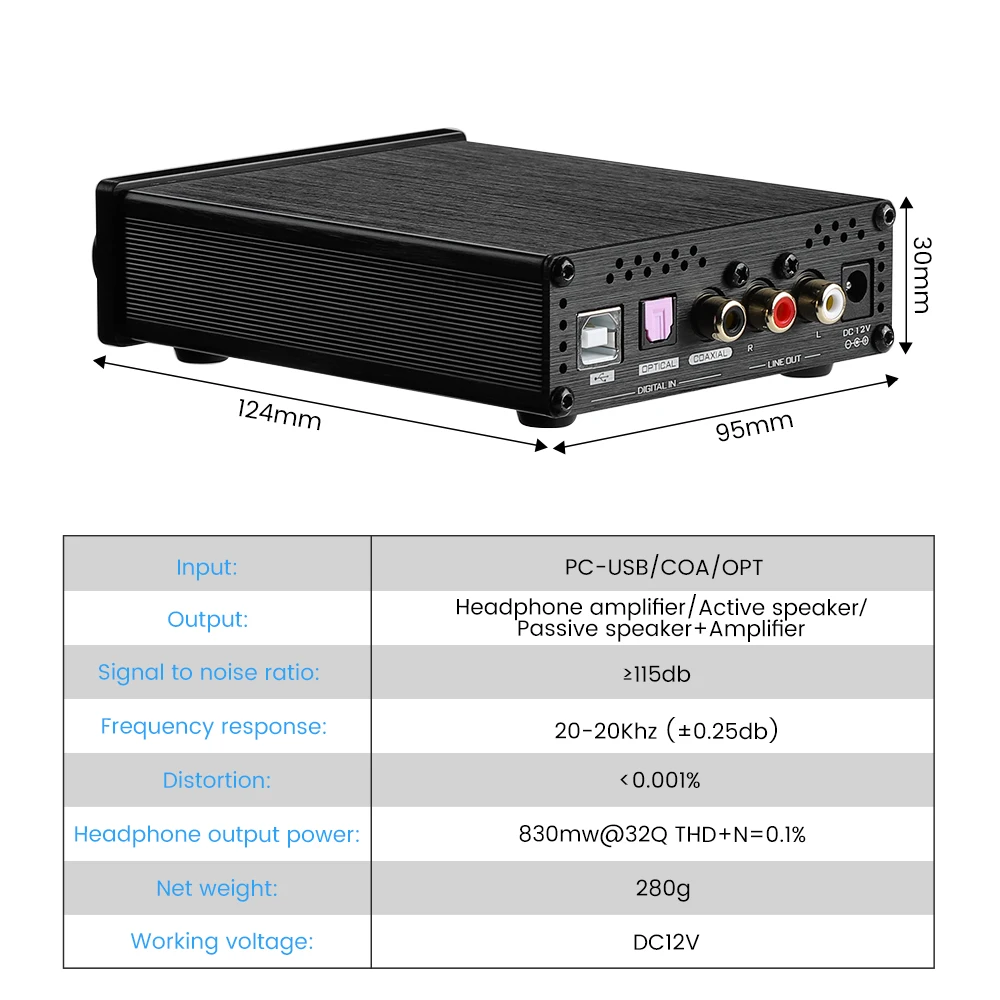 Decodificador de Áudio Aiyima Conversor Decodificador Duplo Embutido Estéreo Amplificador Coaxial Óptico Dac 192khz - Image 5