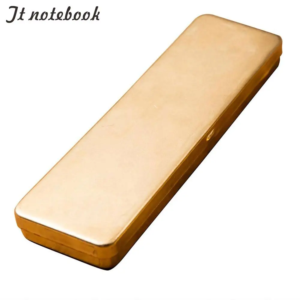 Brass Gift Pen Box Tin Box Metal Pen Holder Stationery Storage Stationery Container Creative school Office Supplies