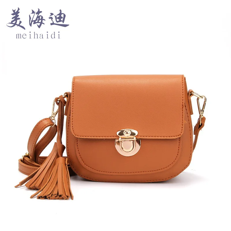 

Solid Color New Style Trend Pu Tassels Decoration Crossbody Bag-Loading-Unloading Handle Bag Women's Shoulder Bag