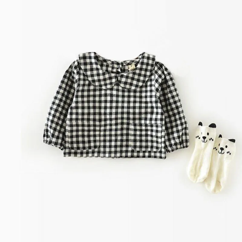 plaid Г. Блузка для маленьких девочек; осенняя одежда для маленьких девочек; одежда для детей; блузка для новорожденных девочек; хлопковая Детская рубашка; Блузы; детская одежда - Цвет: plaid