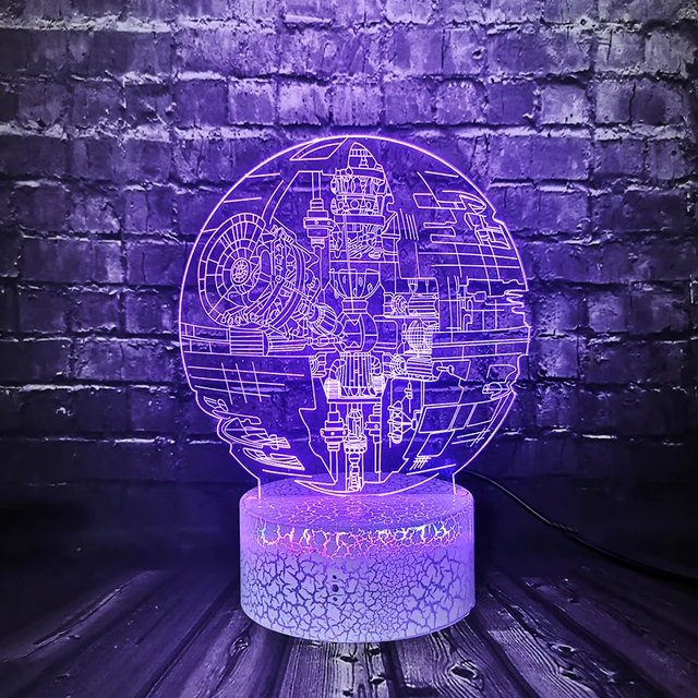Lámpara de mesa Visual Multicolor 3D Death Star War seguro de bebé Sensor táctil lámpara nocturna con luz LED decoración de navidad regalo juguetes de dibujos animados
