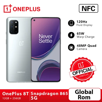Перейти на Алиэкспресс и купить Глобальная прошивка OnePlus 8T 8 T OnePlus Official Store Snapdragon 865 5G смартфон 12 Гб 256 120 Гц жидкости Дисплей 48MP Quad камеры 65 Вт Warp заряда 4500 мАч