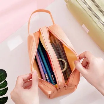 

Double Layers Pencil Case Compartments Large Capacity Pencil Pouch Stationery Organizer Multifunction Cosmetic Makeup Bag