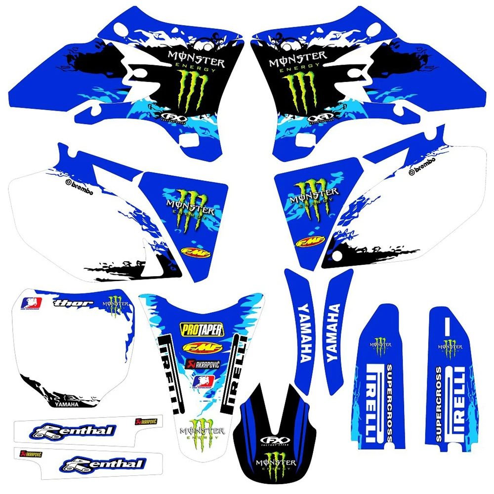 

New Full Graphics Decals Stickers Custom Number Name 3M Bright Stickers Waterproof For YAMAHA YZF250f YZF450f 2003 2004 2005