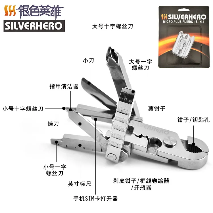 

Multifunctional outdoor tool EDC mini pliers with key ring mobile phone card pin digital screwdriver daily use smart pliers