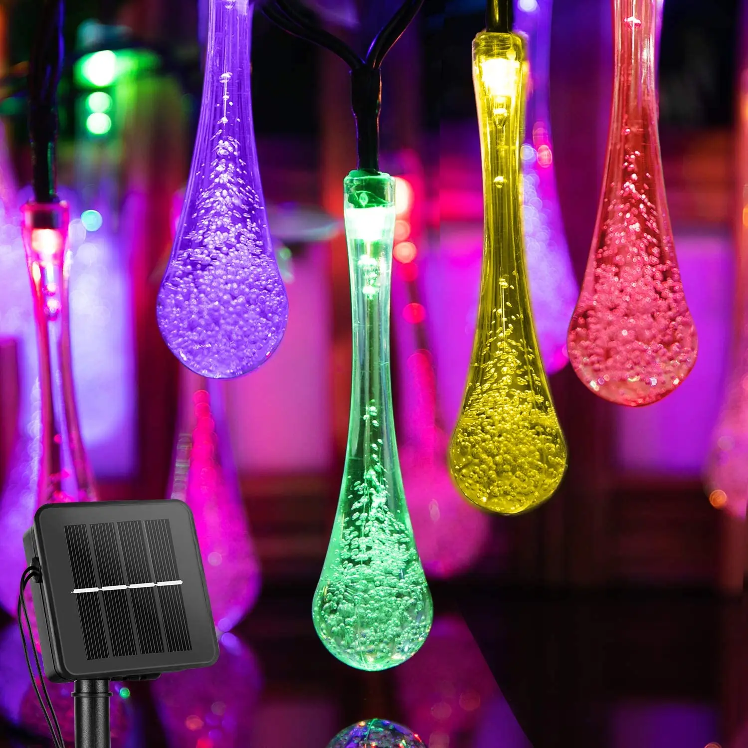 Details about   LED Solar Powered String Water Drop Lights Outdoor Garden Patio Yard Party Lamp 
