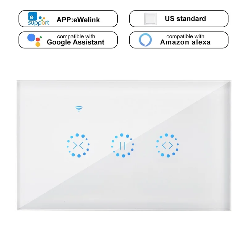 US Type White Умный дом WiFi электрические сенсорные жалюзи шторы переключатель Ewelink приложение Голосовое управление по Alexa эхо для механического ограничения жалюзи двигатель умный - Цвет: US Type White