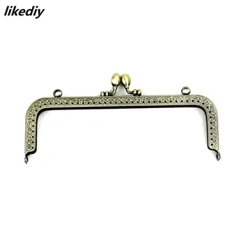 

1 Piece 18 cm Antique bronze Square metal purse frame Kiss clasp bag handle for DIY making handbag accessories