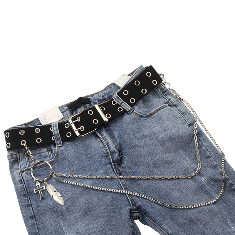 Женские панковские штаны, брюки из джинсовой цепочки с кулоном в виде кошелька в стиле хип-хоп готические ремни в стиле рок