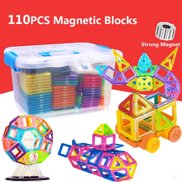 110pcs DIY Magnetic Designer Construction Set Magnetic Building Blocks 3D Assemble Bricks Magnet Toys for Children Gifts 1