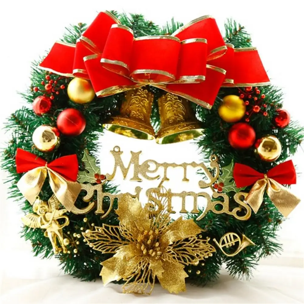 

1PC Pine Needles Christmas Wreath Home Window Door Decoration Hanging Merry New Year Christmas Wreath Decorations kerstkrans