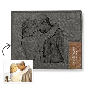 

Custom Personalized Photo PU Leather Wallet Men's Bifold Custom Text Wallet for Men Thanksgiving Gifts for Him Custom Wallet New