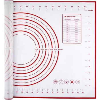 

Silicone Pastry Mat 100% Non-Slip, with Measuring Counter Mat, Dough Rolling Mat, Pie Crust Mat