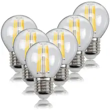 6 шт. E27 Светодиодный светильник накаливания Edison винтажный подвесной светильник лампа для бара G45 теплый белый светильник 2700K 4 Вт 220-240 В