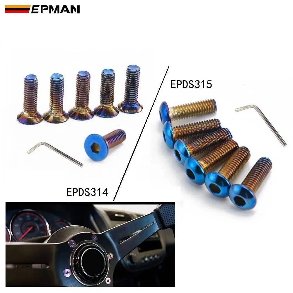 Epman 6Pcs Burnt Titanium (Neochrome) m5x20 Steering Wheel Bolt Screw Kit Fit steering wheel Works Bell Boss Kit EPDS314 EPDS315