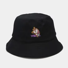 

summer cute cartoon unicorn fisherman hat men women Harajuku letter embroidery Panama Flat cap Shade sun Bucket Hat